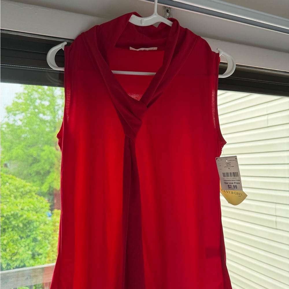 Vibrant Red Blouse with V-Neckline